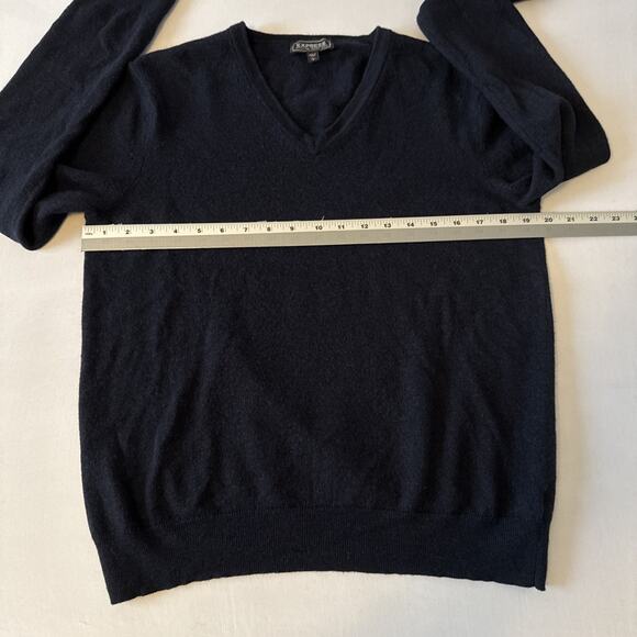 Express Women's L Preppy Merino Wool Navy Blue V Neck Sweater Academia Winter - Picture 5 of 8